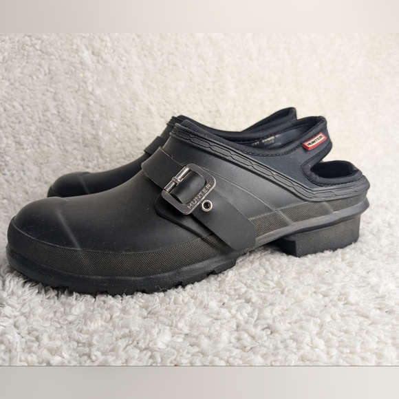 HUNTER Waterproof Women Clog Size 9 Us Color Black Perfect For Spring - Picture 4 of 13